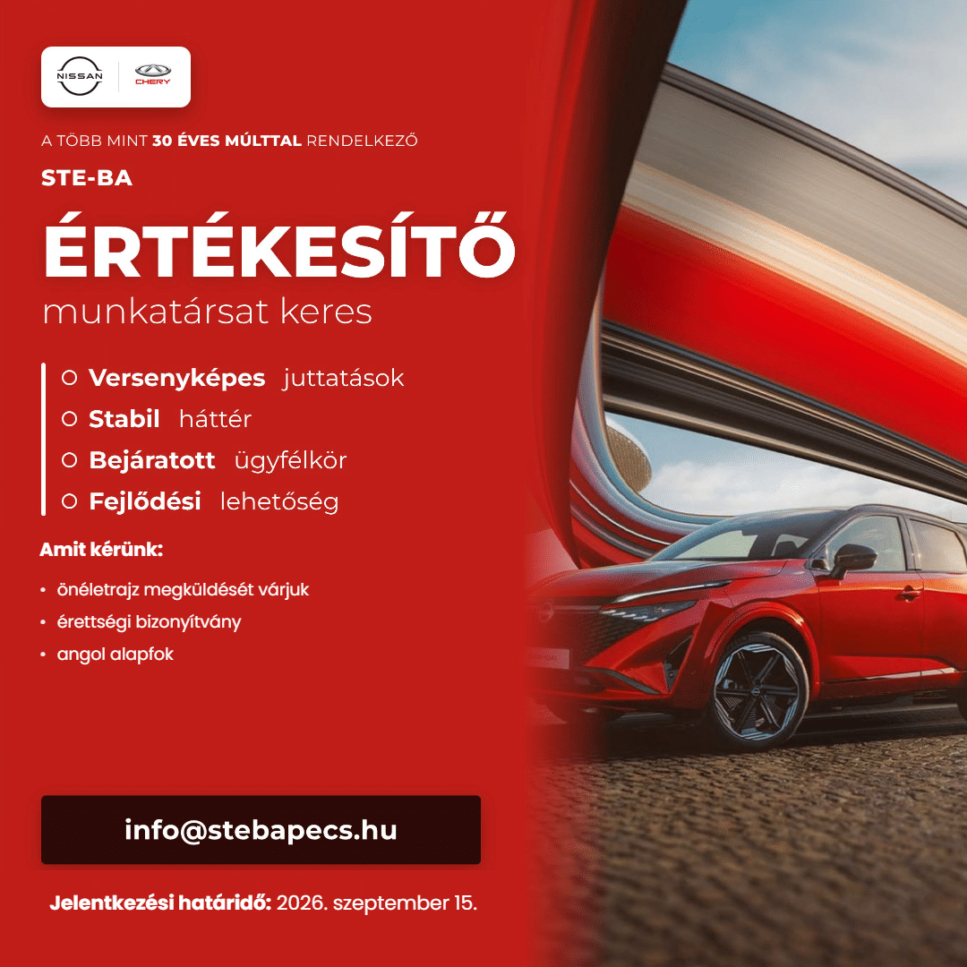 Ste-Ba Pécs álláshirdetés: értékesítő munkatársat keresünk