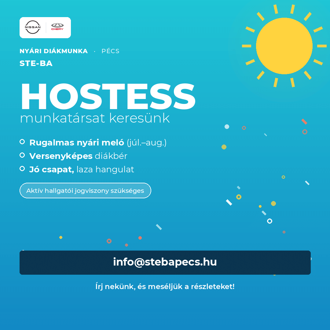 Ste-Ba Pécs álláshirdetés: hostess diákmunka nyárra